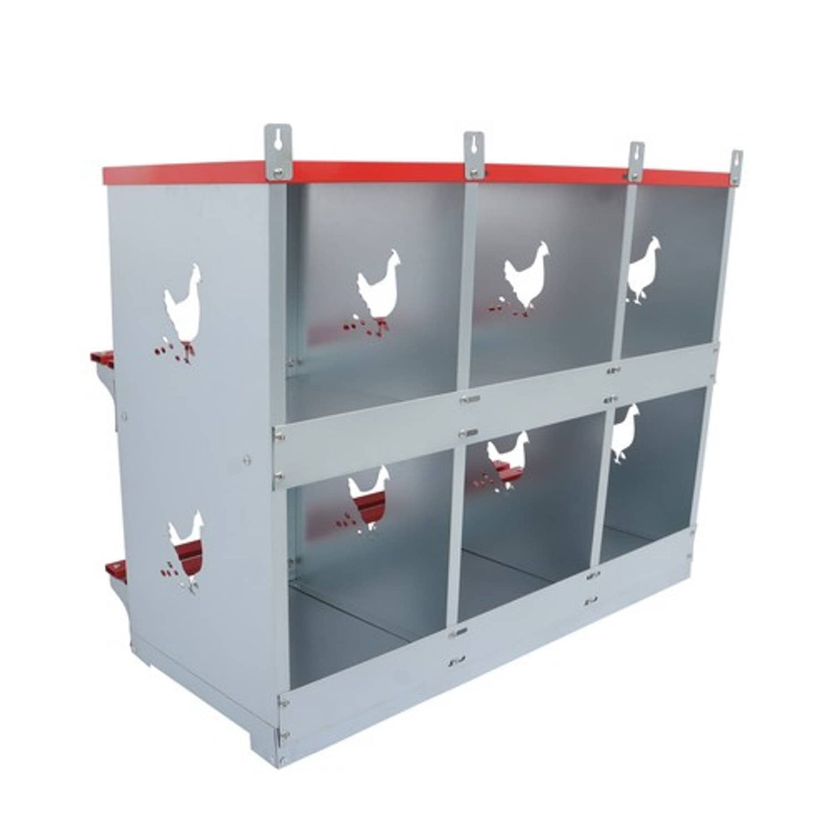 Solid Spare Chicken Nesting Boxes 6 Compartment Metal Poultry Nest Box Large Vented Holes