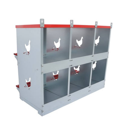 Solid Spare Chicken Nesting Boxes 6 Compartment Metal Poultry Nest Box Large Vented Holes