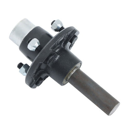 Solid Spare 1" Hub Round BT8 Spindle Trailer Axle Kit W/4 on 4" Bolt Idler 6PK Pre-Assembled