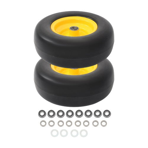 Solid Spare Lawn Mower Tire And Wheel 13x5.00-6" 2 Pcs - Solid Smooth Tread Yellow Rim Tires