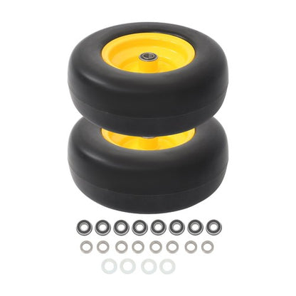 Solid Spare Lawn Mower Tire And Wheel 13x5.00-6" 2 Pcs - Solid Smooth Tread Yellow Rim Tires