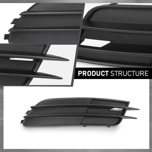 Solid Spare Fit For 12-15 Audi A6/A6 Quattro Front Bumper Insert Fog Light Cover Left+Right