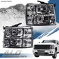 Solid Spare Fit For 07-14 Chevy Silverado 1500 2500 3500 Clear/Chrome LED DRL Headlights