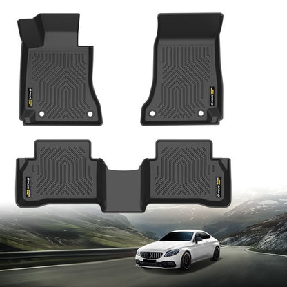 Solid Spare Fit For 2015-2021 Mercedes-Benz C-Class Sedan All Weather TPE Floor Mats Liners