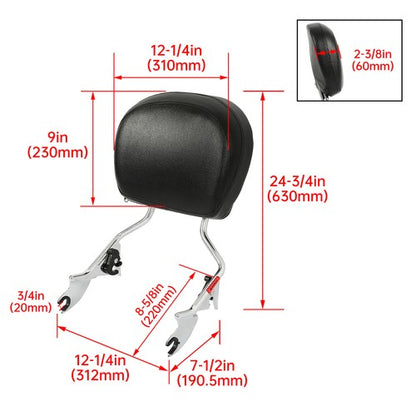 Solid Spare Detachable Backrest Sissy Bar For Harley Davidson Touring Street Glide 2009-2026