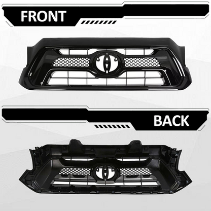 For 2012 2013 2014 2015 Toyota Tacoma Front Bumper Gloss Black Grille Grill