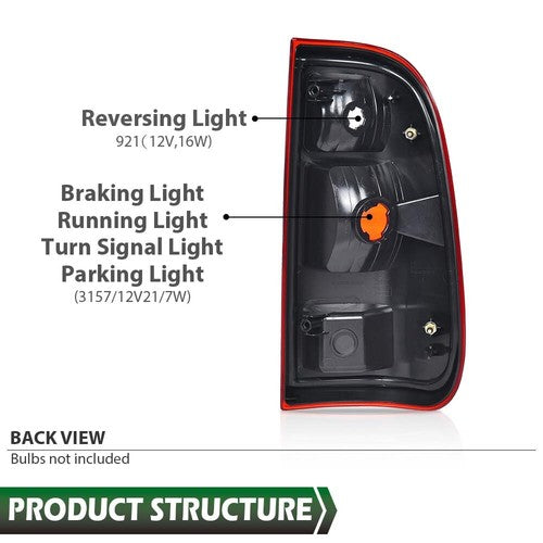 Solid Spare Tail Lights For 2008-2016 Ford F-250 F-350 Super Duty Rear Brake Lamp Left+Right