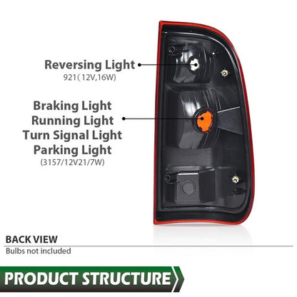 Solid Spare Tail Lights For 2008-2016 Ford F-250 F-350 Super Duty Rear Brake Lamp Left+Right