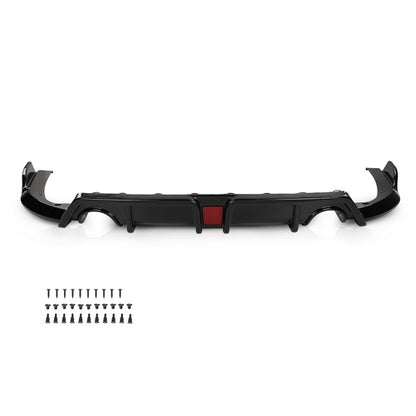 Solid Spare Fit For 2016-2021 Honda Civic Black Rear Lip Diffuser Body Kit w/ LED Light