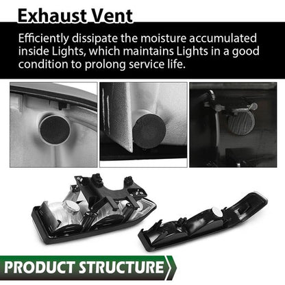 Solid Spare Fit For 98-2004 Chevy S10 Blazer Black/Amber Corner Headlights Bumper Headlamps