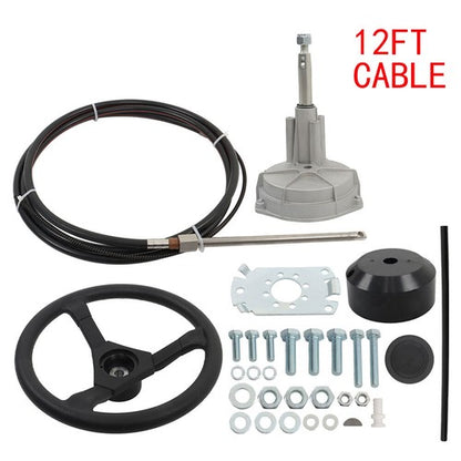 Solid Spare 12 Feet Boat Rotary Steering System Outboard Marine With 12' Steering Cable Kit