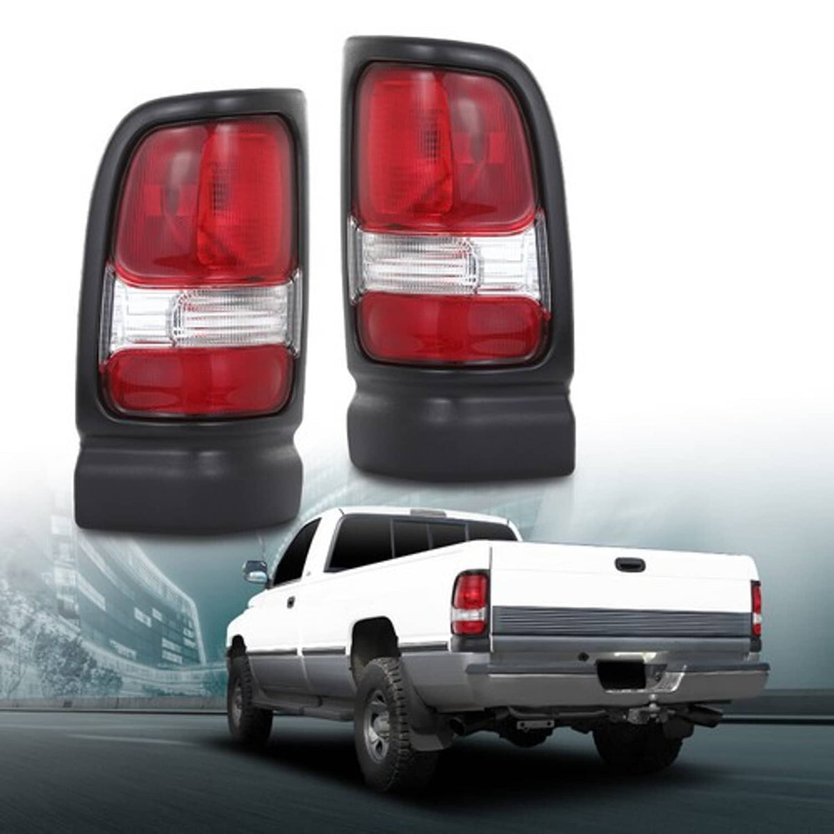 Solid Spare Fit For 94-02 Dodge Ram 1500 2500 3500 Rear Tail Lights Brake Lamps Assembly