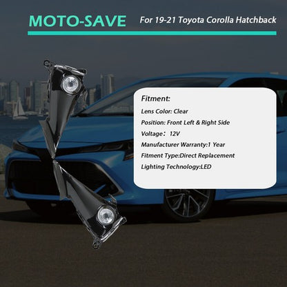 Solid Spare LH+RH Daytime Running Lights w/Wiring Switch For 19-21 Toyota Corolla Hatchback