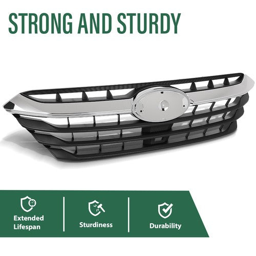 Solid Spare Fit For 2020-2022 Subaru Legacy Front Bumper Upper Grille Grill Black Chrome