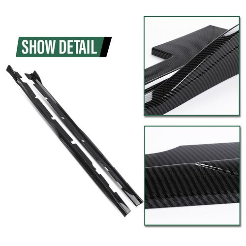 Solid Spare Body Kit Carbon Look Side Skirts Rocker Panel Fit For 15-23 Charger Widebody