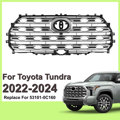 Fit Toyota Tundra 2022-2024 Platinum Brushed Satin Aluminum Front Upper Grille