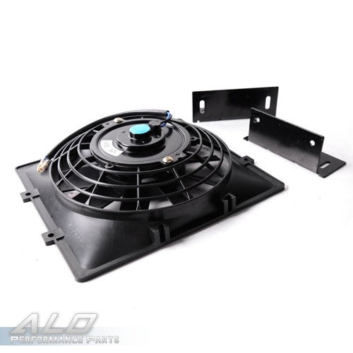 Solid Spare Universal 30 Row 10AN Transmission Engine Oil Cooler+7" Fixed Cooling Fan Kit