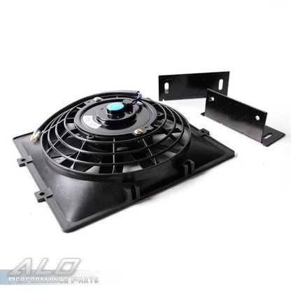 Solid Spare Universal 30 Row 10AN Transmission Engine Oil Cooler+7" Fixed Cooling Fan Kit