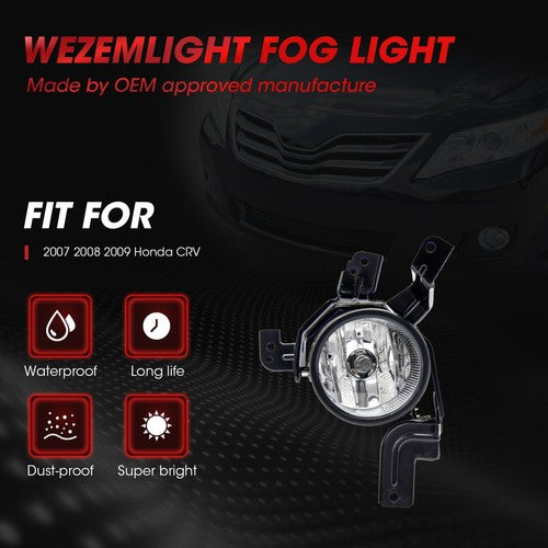 Fog Light Assembly Fit For 2007 2008 2009 Honda CRV Switch And Wiring Kit Clear