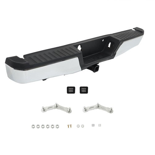 Solid Spare For Ford F-150 2015 2016-2020 Chrome Steel Rear Step Bumper Assembly w/ Max Tow