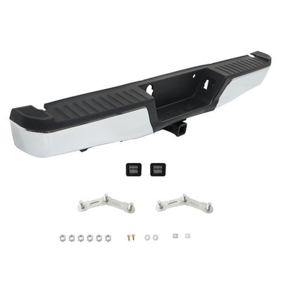 Solid Spare For Ford F-150 2015 2016-2020 Chrome Steel Rear Step Bumper Assembly w/ Max Tow