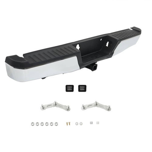 Solid Spare For Ford F-150 2015 2016-2020 Chrome Steel Rear Step Bumper Assembly w/ Max Tow