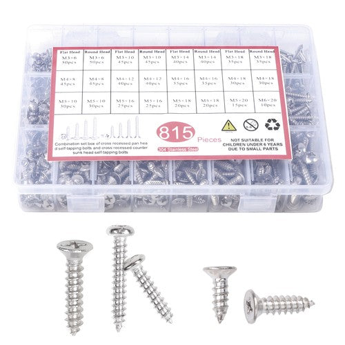 Solid Spare M3 M4 M5 size 815 pieces Stainless Steel Bolts and Nuts Combination Kits
