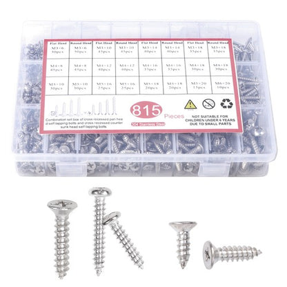 Solid Spare M3 M4 M5 size 815 pieces Stainless Steel Bolts and Nuts Combination Kits