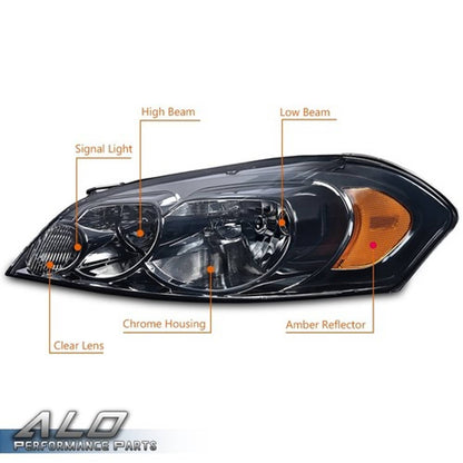 Solid Spare Fit For 06-13 Chevy Impala/06-07 Monte Carlo Amber Corner Smoke Lens Headlights