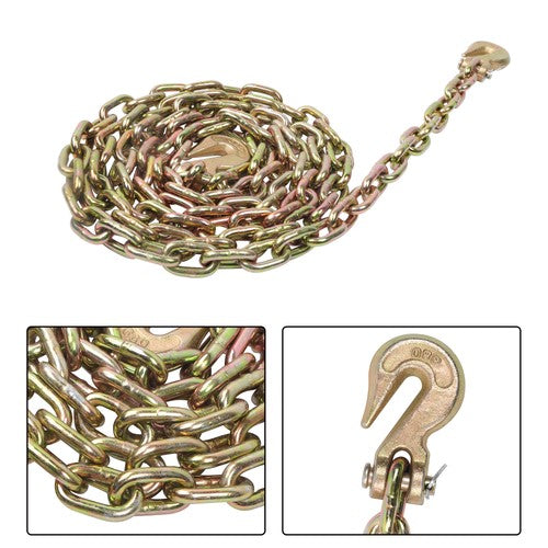 Solid Spare 4900lbs Transportation Bundle Chain Steel Gold G80 5/16in×12ft W/Clevis Hooks