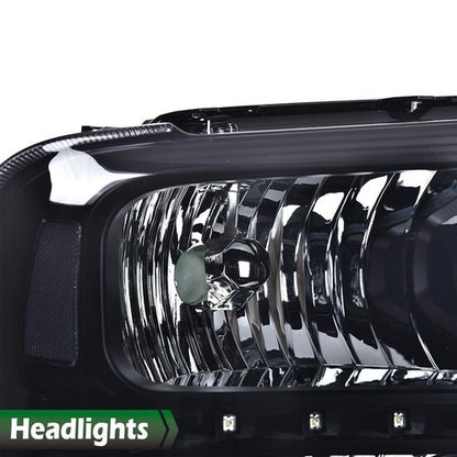 Solid Spare Fit For 2005-2007 F250 F350 F450 Super Duty LED DRL Black Clear Headlights Lamps