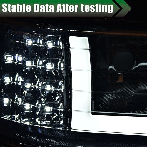 Solid Spare Smoke Lens LED DRL Headlights Fit For 99-02 Chevy Silverado/00-06 Suburban Tahoe