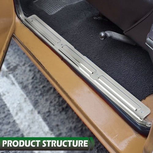 Solid Spare Pair Fit For 1967-1972 Chevy C10 GMC Truck Chrome Door Sill Plates W/ Hardware