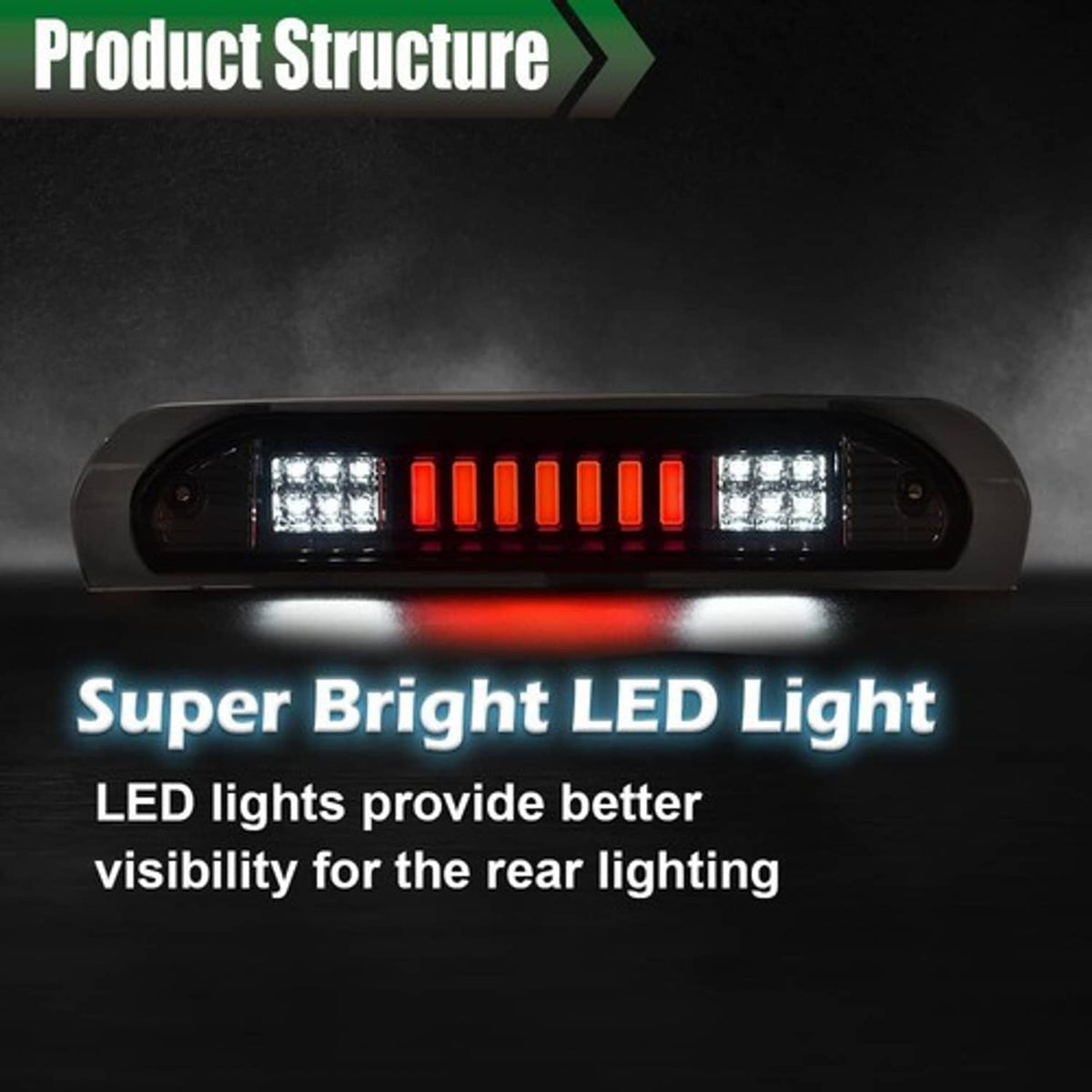 Solid Spare Fit For 2002-2009 Ram 1500 2500 Smoke LED 3rd Tail Brake Light Cargo Lamp