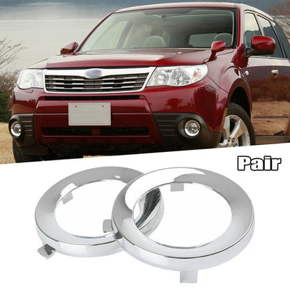 For 2009-2013 Subaru Forester Pair Front Chrome Fog Light Trim Fog Lamp Cover