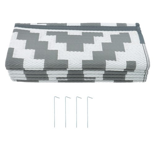 Solid Spare Gray & White 9x12FT Waterproof Plastic Straw Rug For Camping Outdoor Carpet