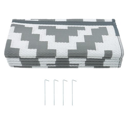 Solid Spare Gray & White 9x12FT Waterproof Plastic Straw Rug For Camping Outdoor Carpet