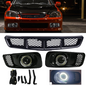 For 1999-2000 Honda Civic Clear Lens LED Fog Light Lamps DRL & BLACK GRILLE 3PCS