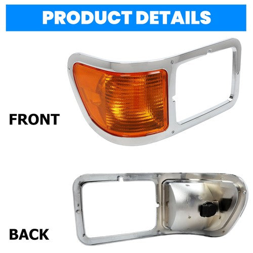 Solid Spare Passenger Side Headlight Bezel Signal Corner W/Bulb For 2000-2015 Ford F650 F750
