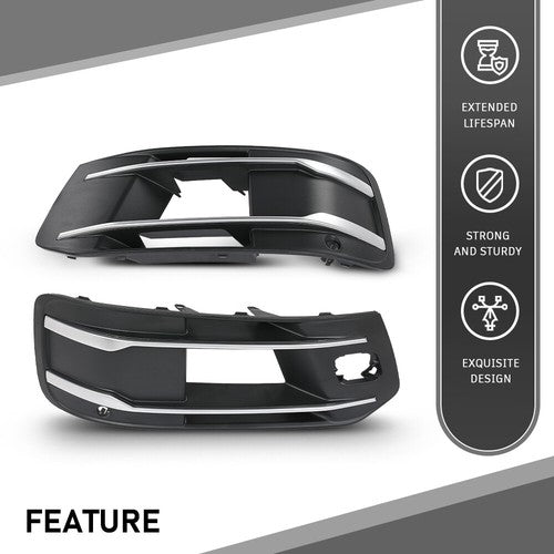 Solid Spare Fit For 2016 2017 2018 2019 Audi Q7 Fog Light Grille Bezel Insert Left+Right