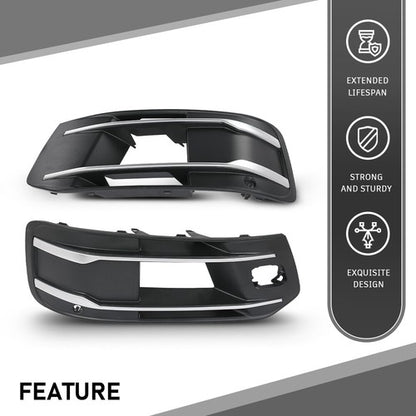 Solid Spare Fit For 2016 2017 2018 2019 Audi Q7 Fog Light Grille Bezel Insert Left+Right
