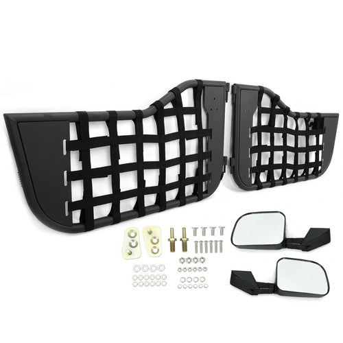 Solid Spare Tubular Trail Door With Side Mirror For 1976-1995 Jeep CJ7/YJ Wrangler 2DR Black