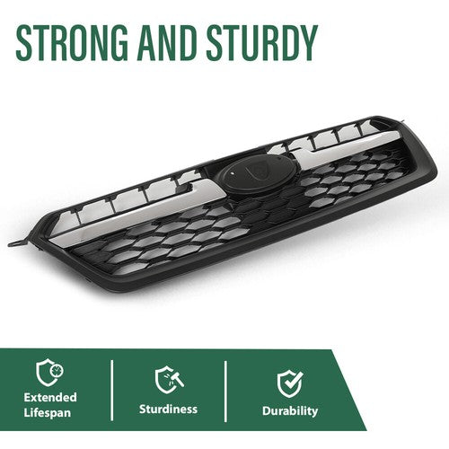 Solid Spare Fit For 2012-2014 Subaru Impreza Black Front Bumper Upper Grille w/ Chrome Tirm