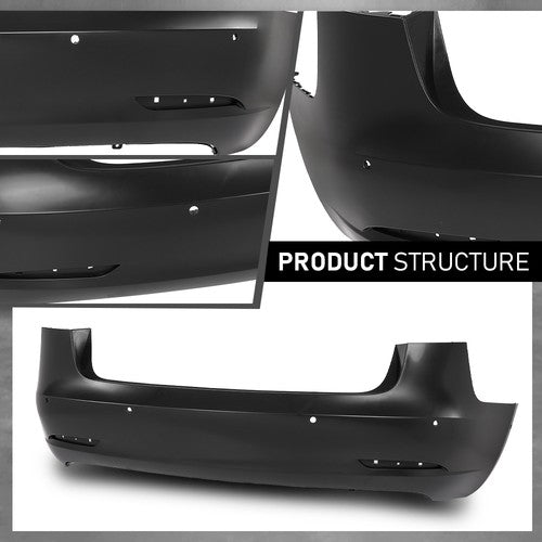 Solid Spare Fit For 17-23 Tesla Model 3 Rear Bumper Cover Fascia w/ Sensor Holes TA1100100
