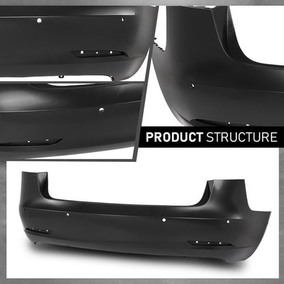 Solid Spare Fit For 17-23 Tesla Model 3 Rear Bumper Cover Fascia w/ Sensor Holes TA1100100