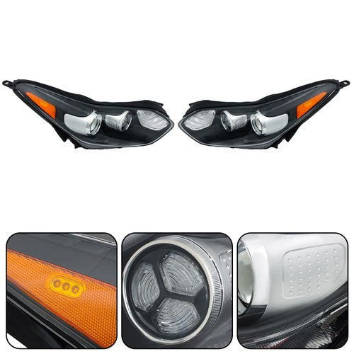 Solid Spare For Kia Sportage 2017-2022 Clear Halogen w/LED DRL 1Pair Headlights Assembly Set