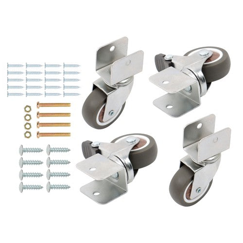 Solid Spare 4 Set 2" Swivel Caster Wheels with U Bracket (2 with brake&2 without) 360-Degree