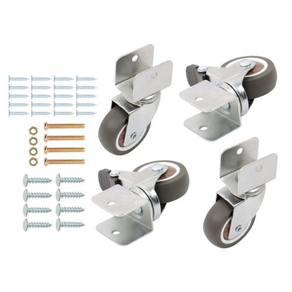 Solid Spare 4 Set 2" Swivel Caster Wheels with U Bracket (2 with brake&2 without) 360-Degree