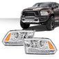 Solid Spare Fit For 2009-2018 Dodge Ram 1500 2500 3500 Chrome Projector Headlights w/LED DRL