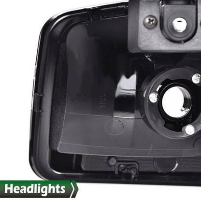 Solid Spare Fit For 1999-2007 GMC Sierra Yukon LED DRL Headlights w/ Bumper Lamps Black